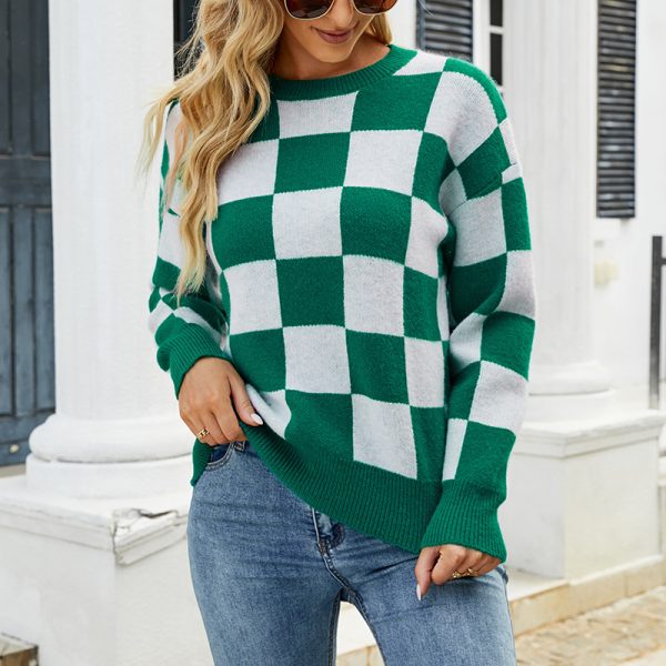 Square Plaid Women's Sweater