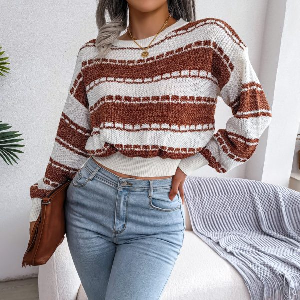 Color Contrast Long Sleeve autmn Sweater