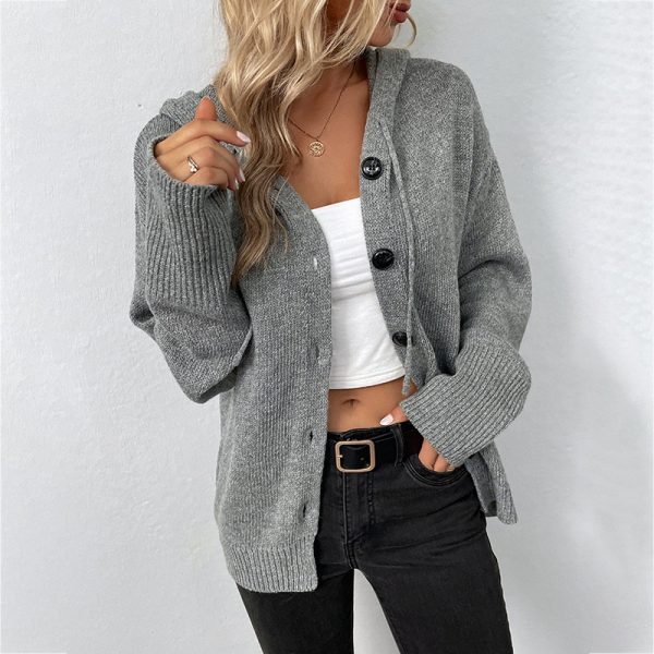 Autumn Winter Drawstring Knitted Cardigan Coat Women