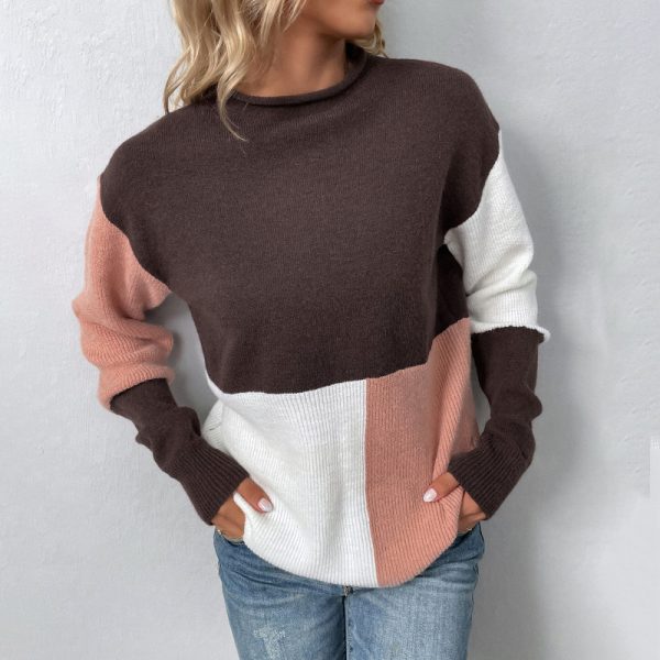 Women's Multi-Colored Half-Turtleneck Pullover