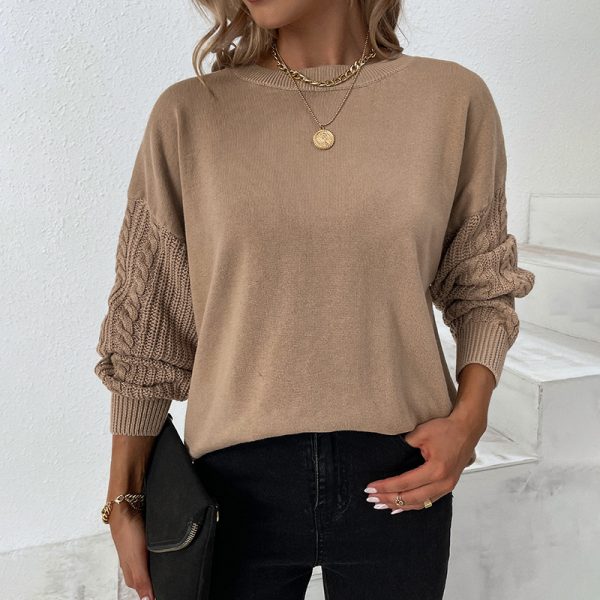 Women's Solid Color Cable-Knit Sweater