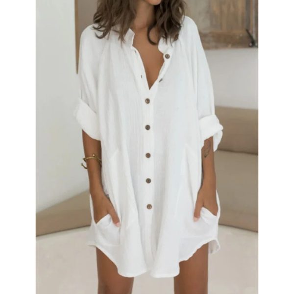 Casual Single-Breasted Shirt Dress for Women