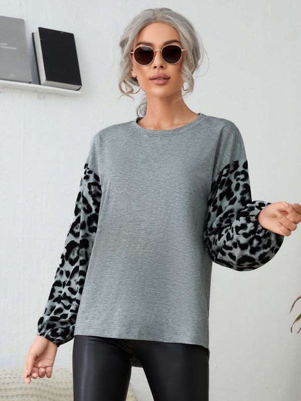 Leopard Print Long Sleeve Sweater for Women