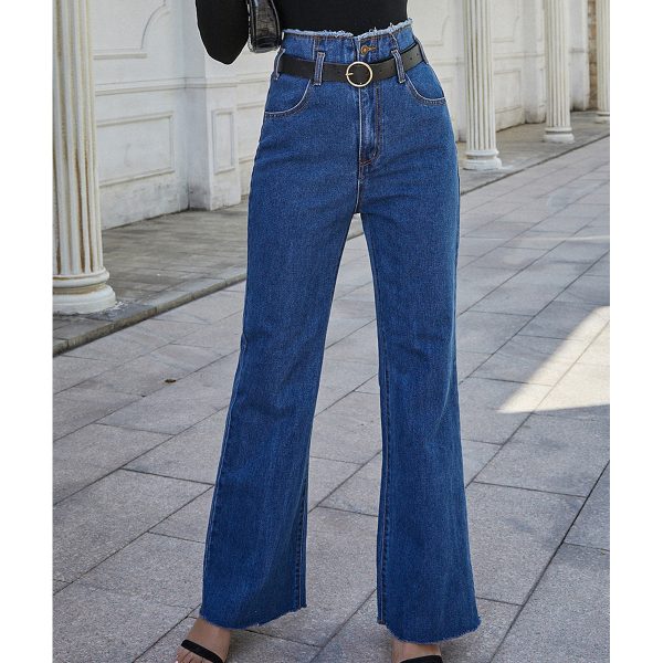 High Waist Stretch Flared Denim Trousers