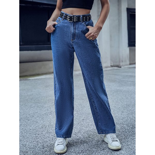 High Waist Straight Leg Jeans