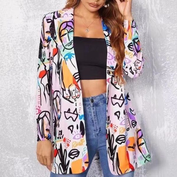 Printed Long Sleeve Coat