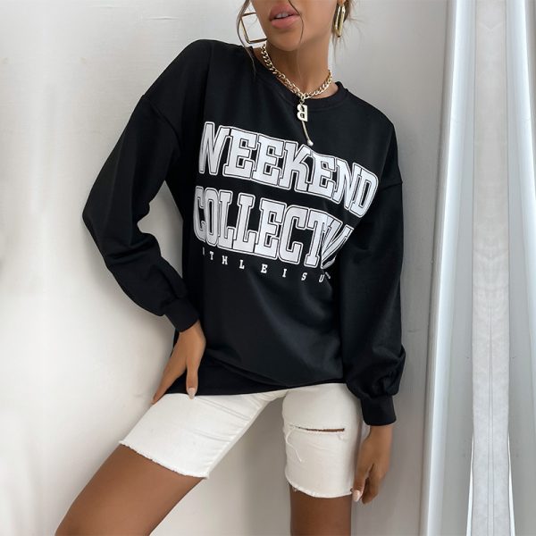 Long Sleeve Letter Graphic Crew Neck Sweater