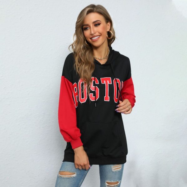 Letter Graphic Hooded Sweater for Women