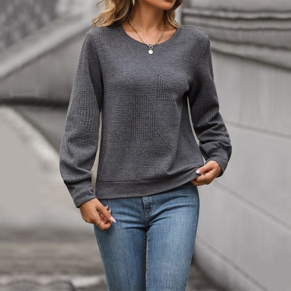 Solid Color Long Sleeve Texture Sweater