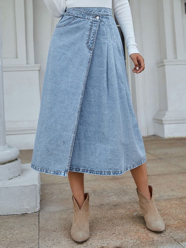 Casual High Waist A-line Denim Skirt