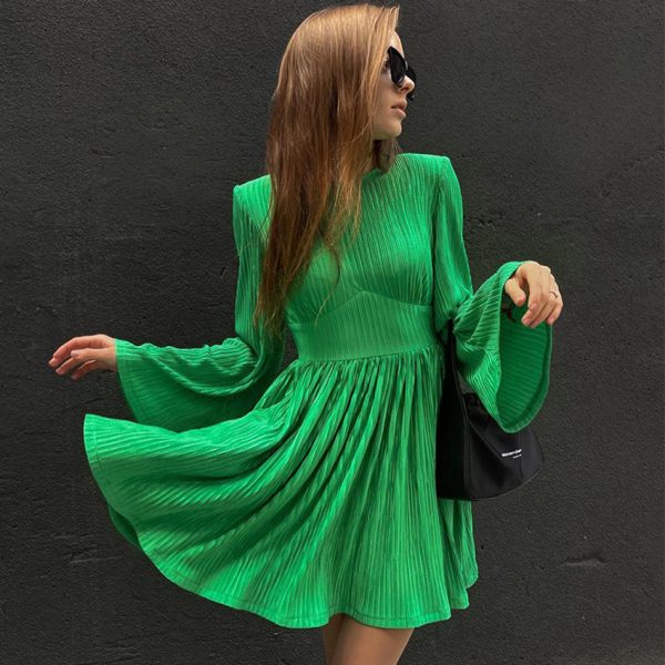 Spring Flare Sleeve A-Line Dress