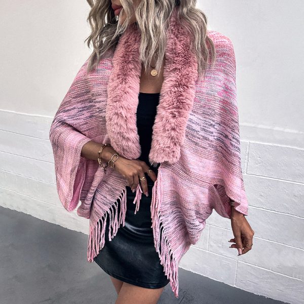 Rainbow Striped Women's Tassel Cloak