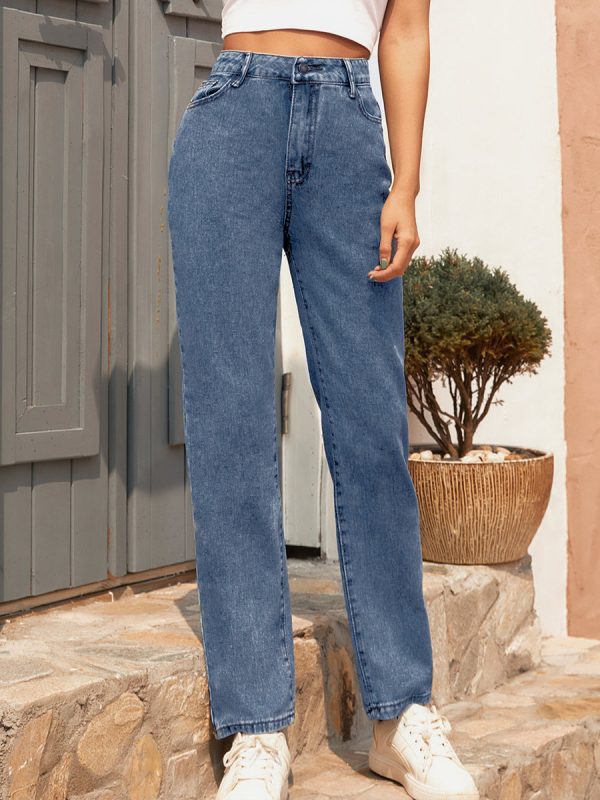 Retro High Waist Denim Trousers