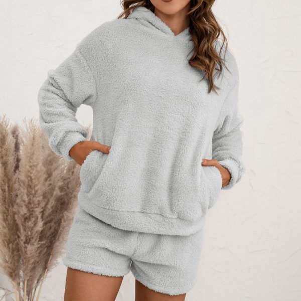 Plush Hooded Sweater Set for Women