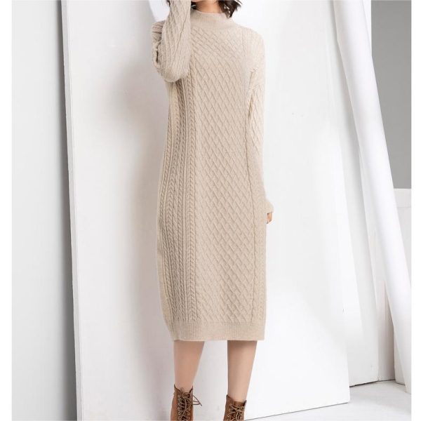 Half High Collar Knitted Dress for Autumn/Winter