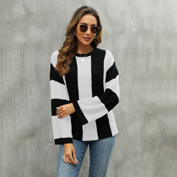 Retro Striped Loose Knit Sweater