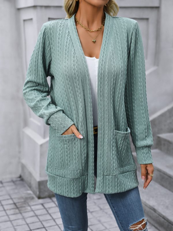 Cable Knit Mid-Length Shawl Cardigan