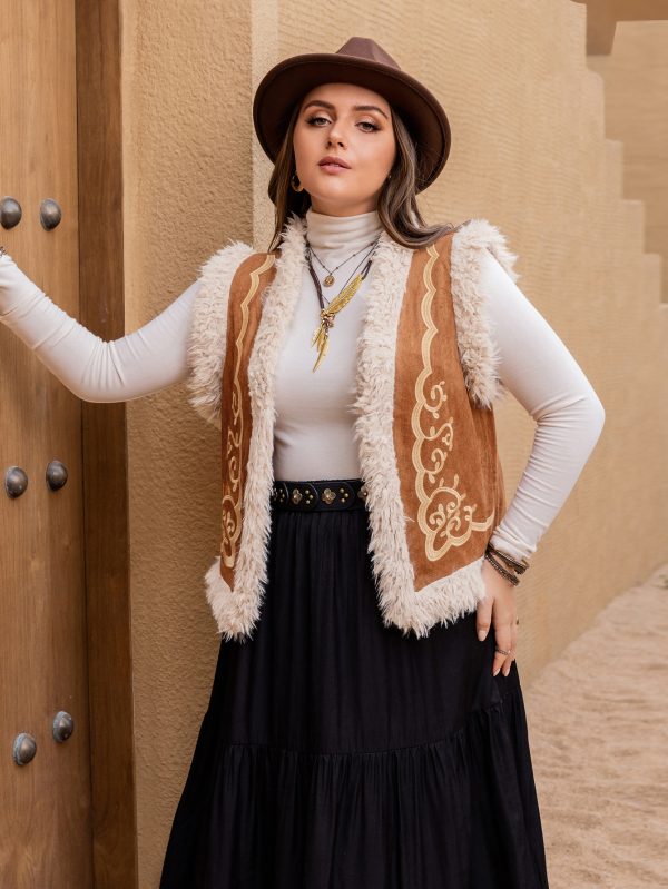 Cozy Elegance: Plus Size Autumn Winter Velvet Fur Collar Jacket