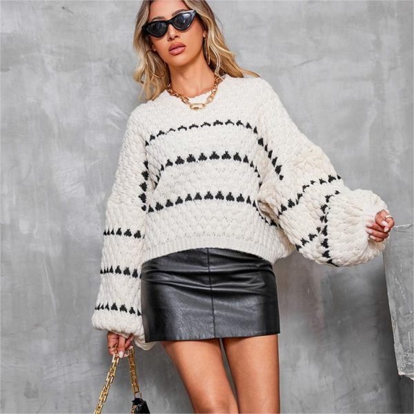 Striped Round Neck Pullover Sweater