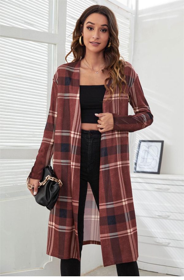 Plaid Leopard Knit Cardigan