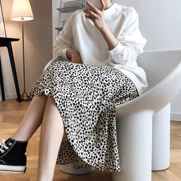 Satin Leopard Print Skirt