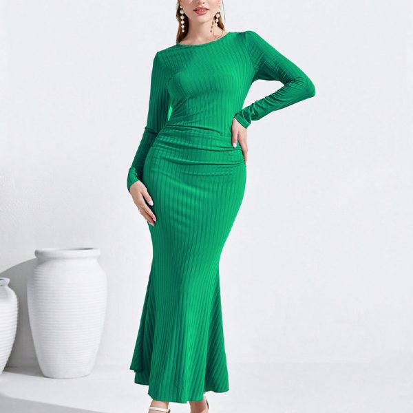 Autumn Long Sleeve Narrow Maxi Dress