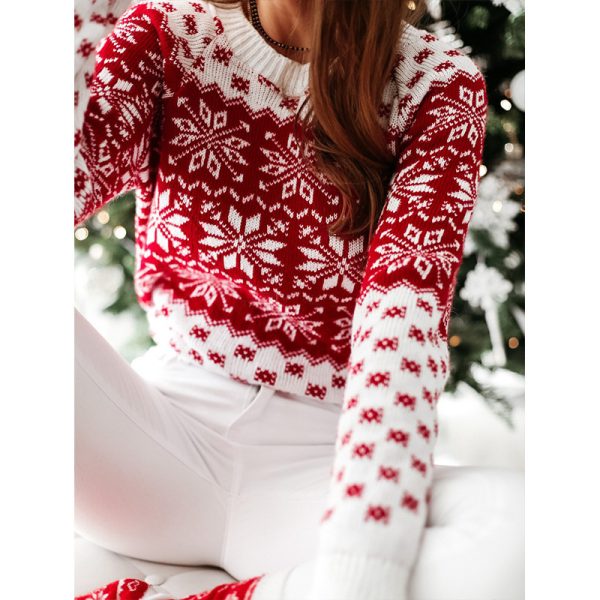 Christmas Snowflake Long Sleeve Knit Sweater