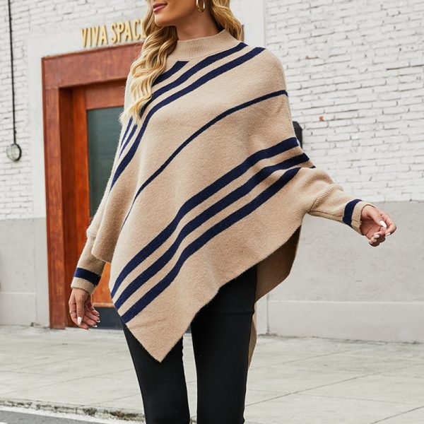 Striped Cape Shawl Sweater