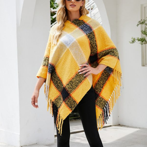 Striped Knitted Tassel Scarf