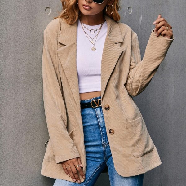 Corduroy Single-Breasted Small Blazer Trench Coat