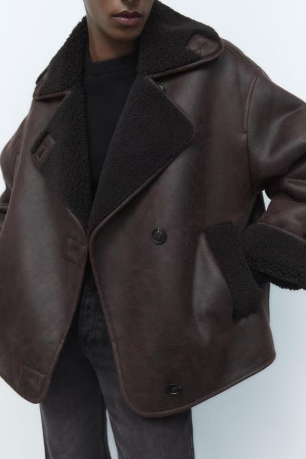 Retro Faux Shearling Jacket - Autumn Elegance