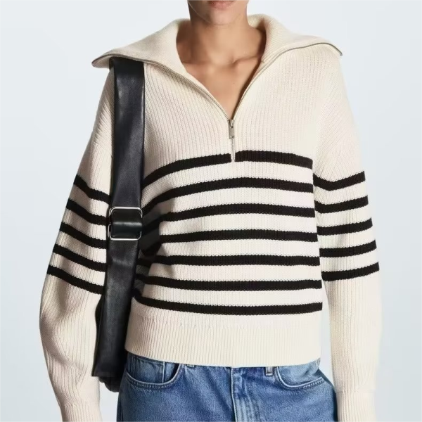 French Casual Wool Sweater - All-Match Open Collar