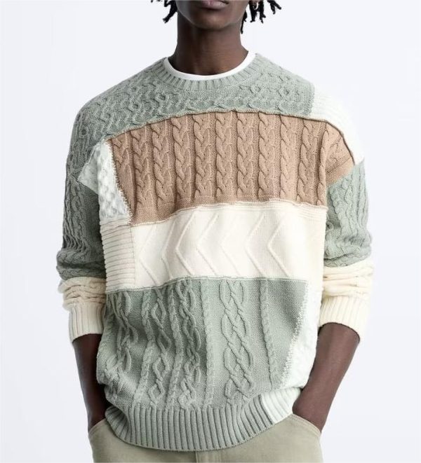 Asymmetric Color Matching Lazy Sweater - Fresh & Loose