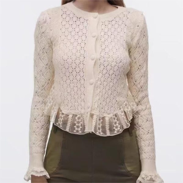 Lace Splicing Knitwear - Fall Women's Fashion