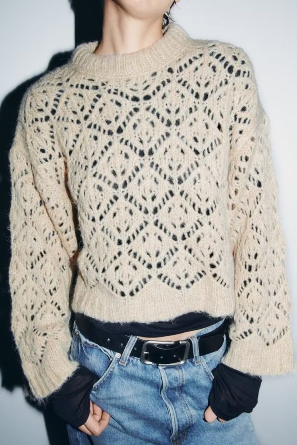 French Retro Diamond Jacquard Sweater