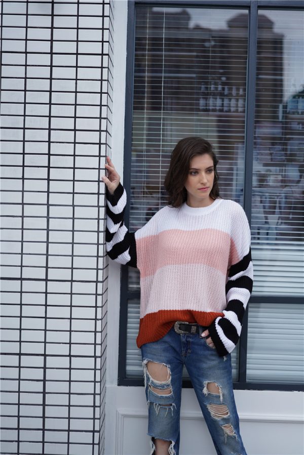 Color Splicing Office Knitwear | Autumn Winter Loose Sweater