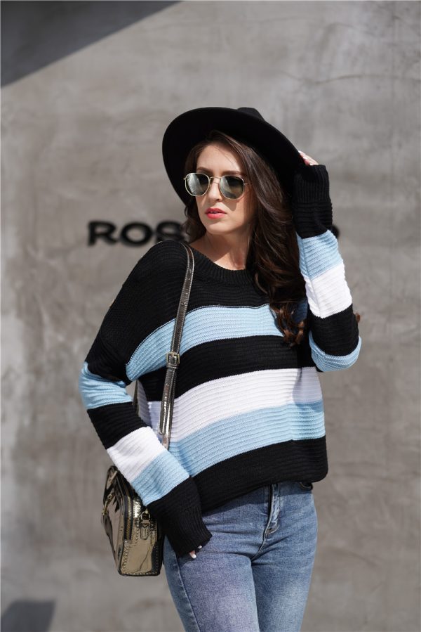 Color Splicing Office Pullover | Oversized Loose Sweater