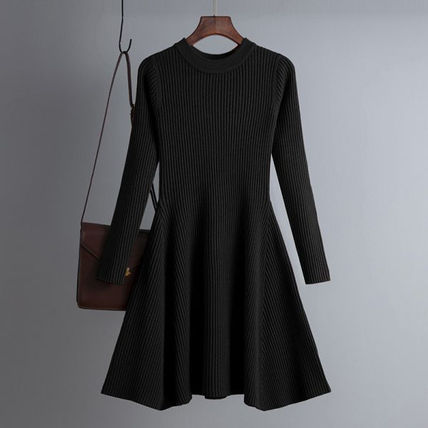 Knitted Long-Sleeved A-Line Dress: Winter Chic