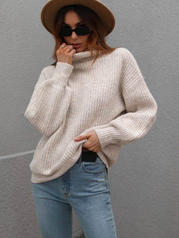 Turtleneck Pullover - Solid Color