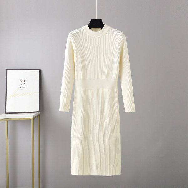 Turtleneck Overknee Sweater Dress: Slim Fit Chic