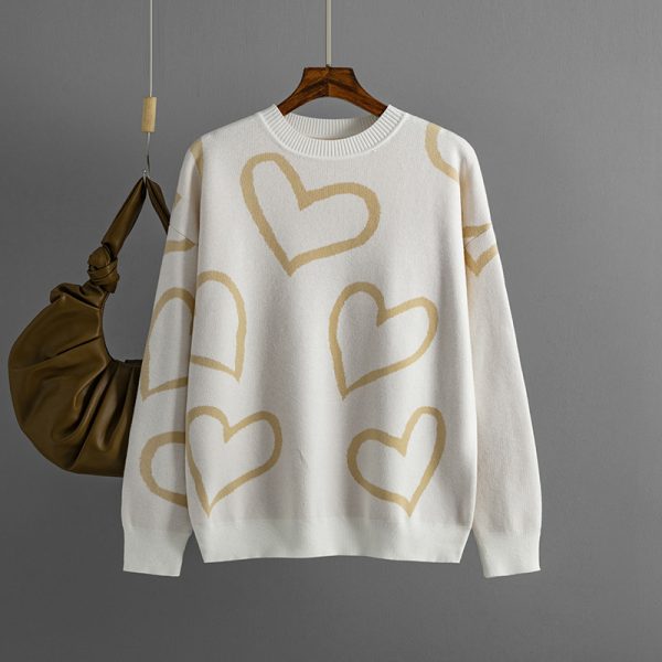 Love Contrast Color Loose Pullover