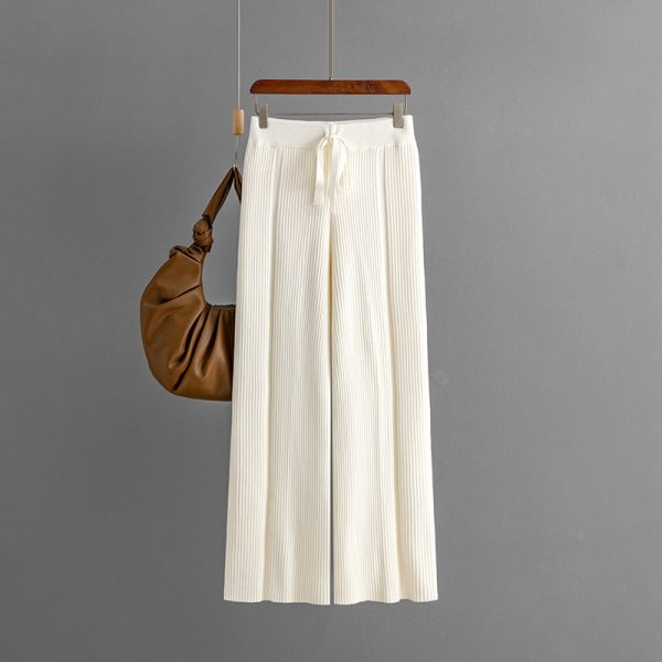 Knitted Wide Leg Wool Pants