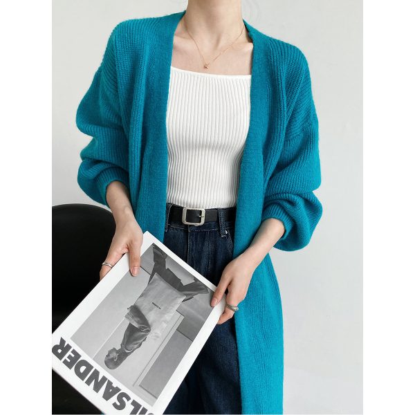 Korean Lantern Sleeve Cardigan | Overknee Sweater Coat