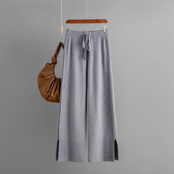 Autumn Knitted Wide Leg Pants: High Waist Elegance