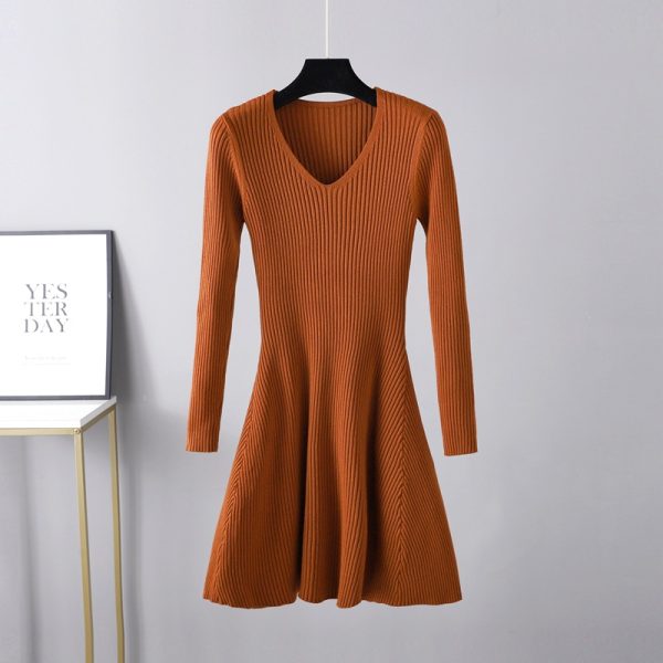 Woolen A-Line Waist Slimming Dress