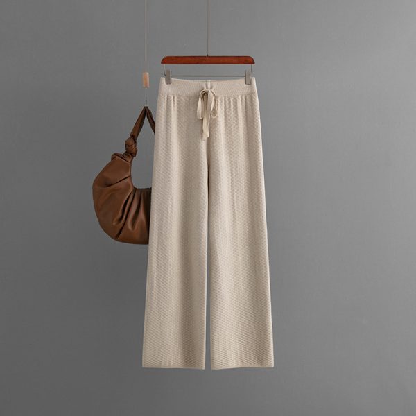 Knitted Wide Leg Drawstring Pants