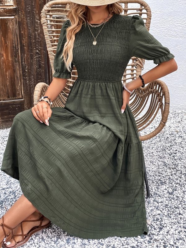 Pleated Smocking Swing Dress - Summer Elegance