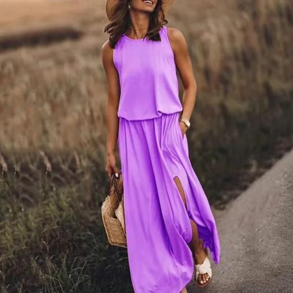 Sleeveless Suspender Maxi Dress - Summer Holiday