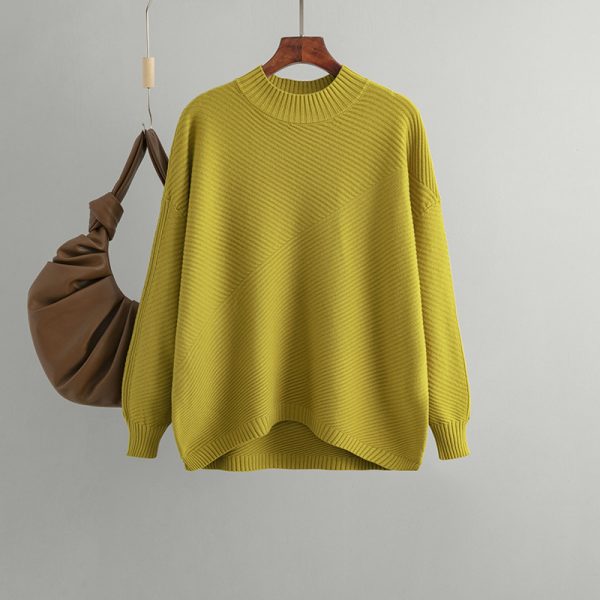 Retro Oversized Sweater: Women's Mock Neck Pullover