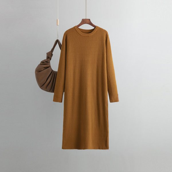 Round Neck Knit Sweater Dress